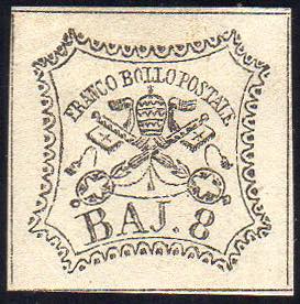 1852 - 8 baj bianco (9), gomma originale, ... 