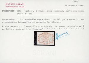 1852 - 1 scudo rosa carminio (11), ... 