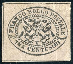 1867 - 3 cent. grigio rosa (14), gomma ... 