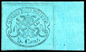 1867 - 5 cent. azzurro verdastro (16), ... 