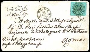 1869 - 5 cent. azzurro verdastro (16), ben ... 