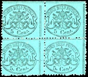 1868 - 5 cent. azzurro verdastro (25b), ... 