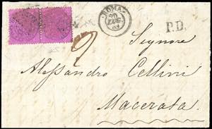 1869 - 20 cent. magenta (28g), coppia, ... 