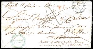 1856 - Lettera non affrancata da San Pier ... 