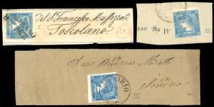 1851/1855 - 3 cent. Mercurio azzurro, un ... 
