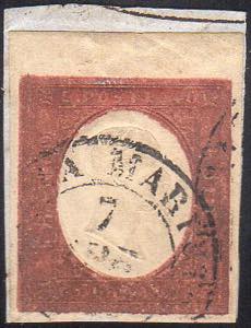 1854 - 40 cent. rosso mattone (9), bordo di ... 