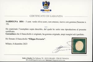 1854 - 5 cent. verde oliva scuro ... 