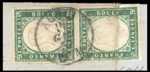 1857 - 5 cent. verde scuro (13Ac), ... 
