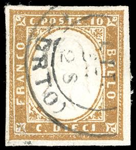 1863 - 10 cent. bistro scuro (14Eb), ... 