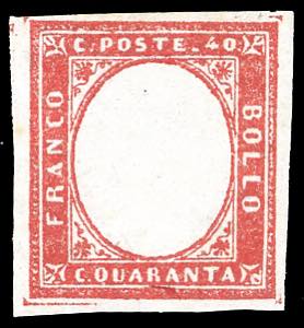 1863 - 40 cent. rosa vermiglio, senza ... 
