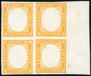 1861 - 80 cent. giallo arancio, senza ... 