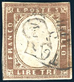 1861 - 3 lire rame vivo (18A), perfetto, ... 