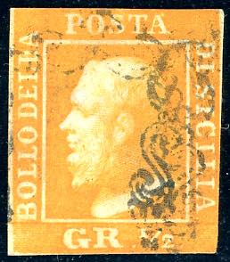 1859 - 1/2 grano arancio scuro, I tavola, ... 