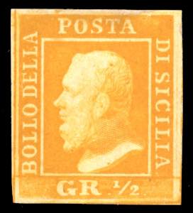 1859 - 1/2 grano arancio, II tavola, carta ... 