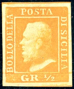 1859 - 1/2 grano arancio scuro, II tavola, ... 