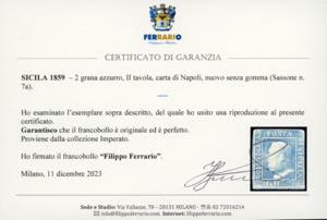 1859 - 2 grana azzurro, II tavola, ... 