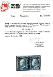 1859 - 2 grana azzurro oltremare, ... 