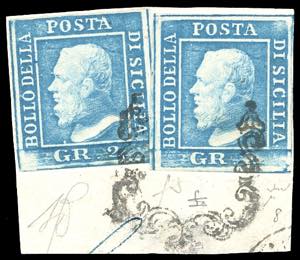 1859 - 2 grana azzurro chiaro, III tavola ... 