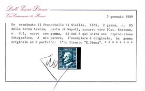 1859 - 2 grana azzurro vivo, III ... 
