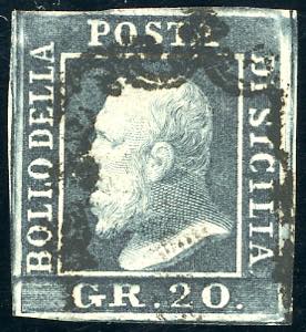 1859 - 20 grana grigio ardesia (13), usato, ... 