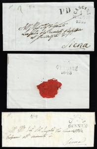 1843/1845 - Tre prefilateliche da Cascina, ... 