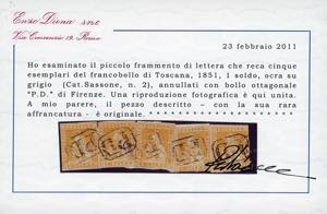 1851 - 1 soldo ocra su grigio (2), ... 