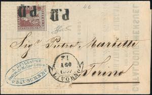 1857 - 1 crazia carminio bruno su grigio ... 