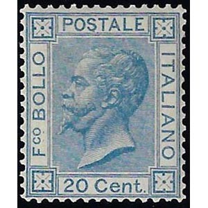 1867 - 20 cent. azzurro, tiratura di Torino ... 