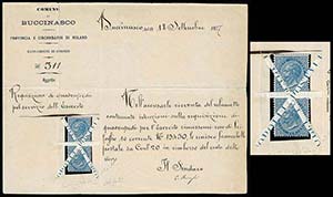 1877 - 10 cent. azzurro (27), coppia ... 
