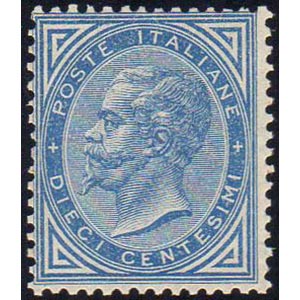 1877 - 10 cent. azzurro (27), discreta ... 