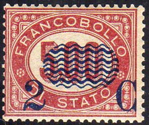 1878 - 2 cent. su 5 lire Servizio ... 