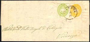 1865 - 2 soldi giallo, dent. 14, 3 soldi ... 