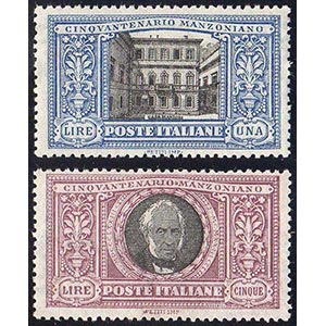 1927 - 1 lira e 5 lire Manzoni (155/156), ... 