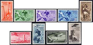 1934 - Mondiali di calcio (357/361+A), gomma ... 