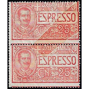 1903 - 25 cent., coppia verticale con stampa ... 