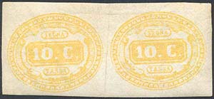 1860 - 10 cent. giallo (1), coppia ... 