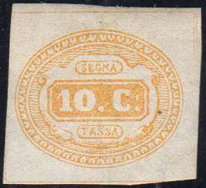 1863 - 10 cent. ocra (1a), gomma integra, ... 