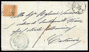 1869 - 10 cent. (2), perfetto, su busta non ... 