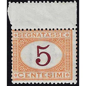 1875 - 5 cent. ocra e carminio (5), bordo di ... 