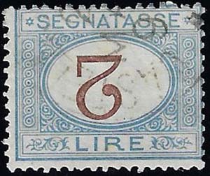 1870 - 2 lire azzurro chiaro e bruno, cifra ... 