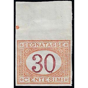 1890 - 30 cent. arancio e carminio, non ... 
