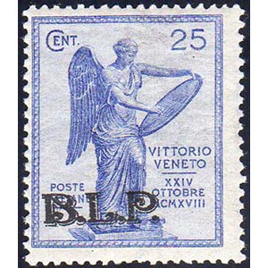 1922 - 25 cent. Vittoria, soprastampa BLP ... 