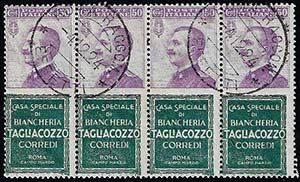 1924 - 50 cent. Tagliacozzo (17), striscia ... 