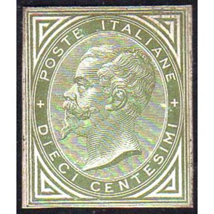 1863 - 10 cent. De La Rue, prova in verde ... 