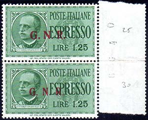 1943 - 1,25 lire, soprastampa G.N.R. di ... 