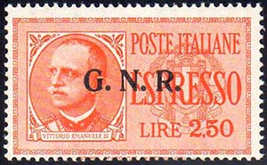 1943 - 2,50 lire, soprastampa G.N.R. di ... 