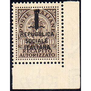 1944 - 10 cent. soprastamato fascetto (3A), ... 