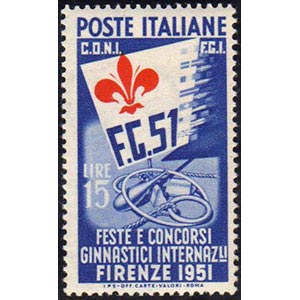 1951 - 15 lire Ginnici, stampa del giglio ... 