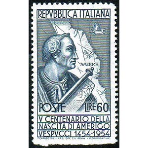 1954 - 60 lire Vespucci, non dentellato in ... 