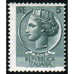 1955 - 5 lire Siracusana, filigrana stelle ... 